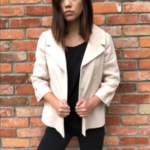 Ann Taylor White Cream Cotton Blazer Jacket